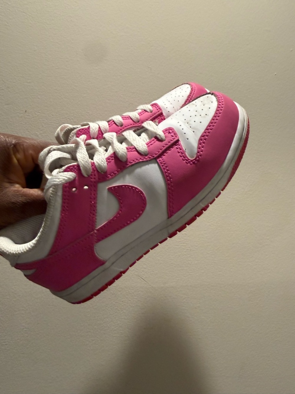Nike Kids Pink and White Low-Top Sneakers